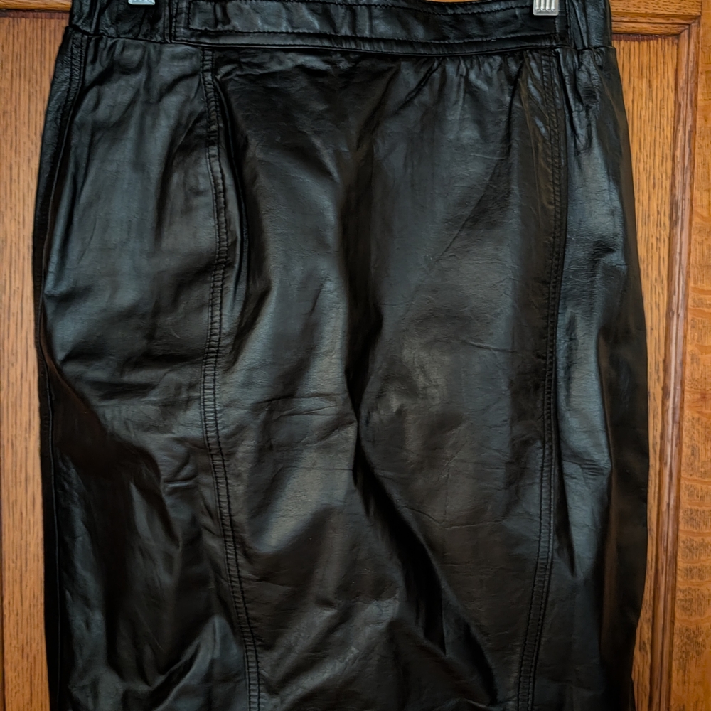 Brandon Thomas Black Leather Skirt